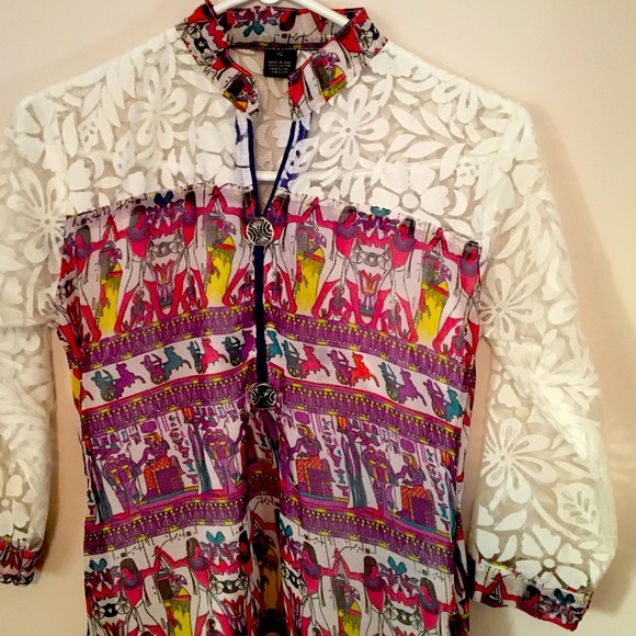 Beautiful white and purple kurti style dress - Picture 1 of 7